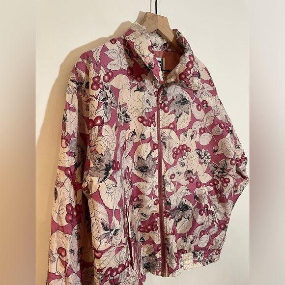 Vintage EVR Women's Silk Floral Print Full Zip Bomber Windbreaker Jacket Medium - Picture 9 of 9